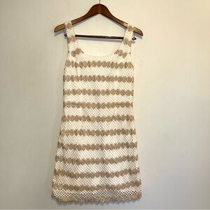 Lilly Pulitzer Barbara Shift Dress Gold Metallic Lotty Daisy Lace Sz 4